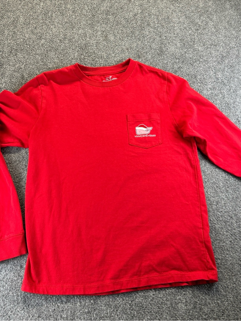 Vineyard Vines Kids Long-Sleeve Pocket Tee - Red youth medium